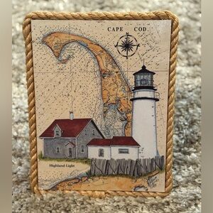 Donna Ellis Great American Lighthouse Rope Wooden Plaque–Cape Cod–Nautical Decor